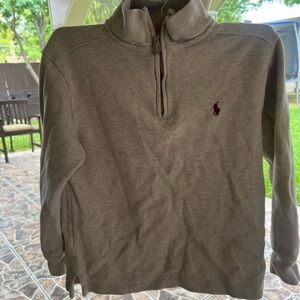 Polo by Ralph Lauren size 8 boys Half-Zip Sweater - Taupe with Burgundy Logo